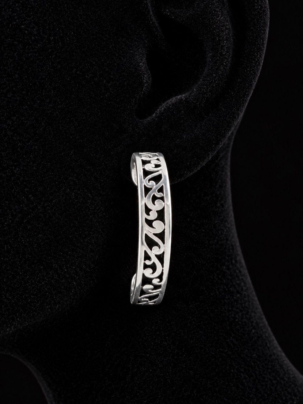 Belk Silver Hoop Earrings with an Intricate Design Made for Sensitive Ears